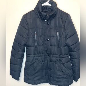 Guess Black Puffer Down Jacket Heavy Size S Missing Hood And Zipper VGUC